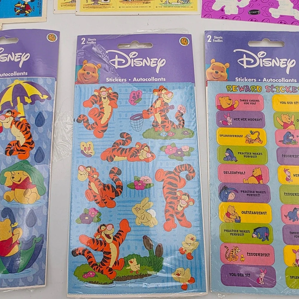 Vintage Sticker Lot Disney Winnie Pooh Tigger Peanuts Snoopy Garfield Hallmark